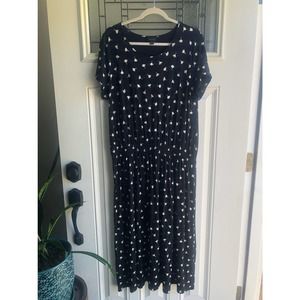 J. Jill Wearever Collection Black Dandelion Novelty Print Maxi Dress Large